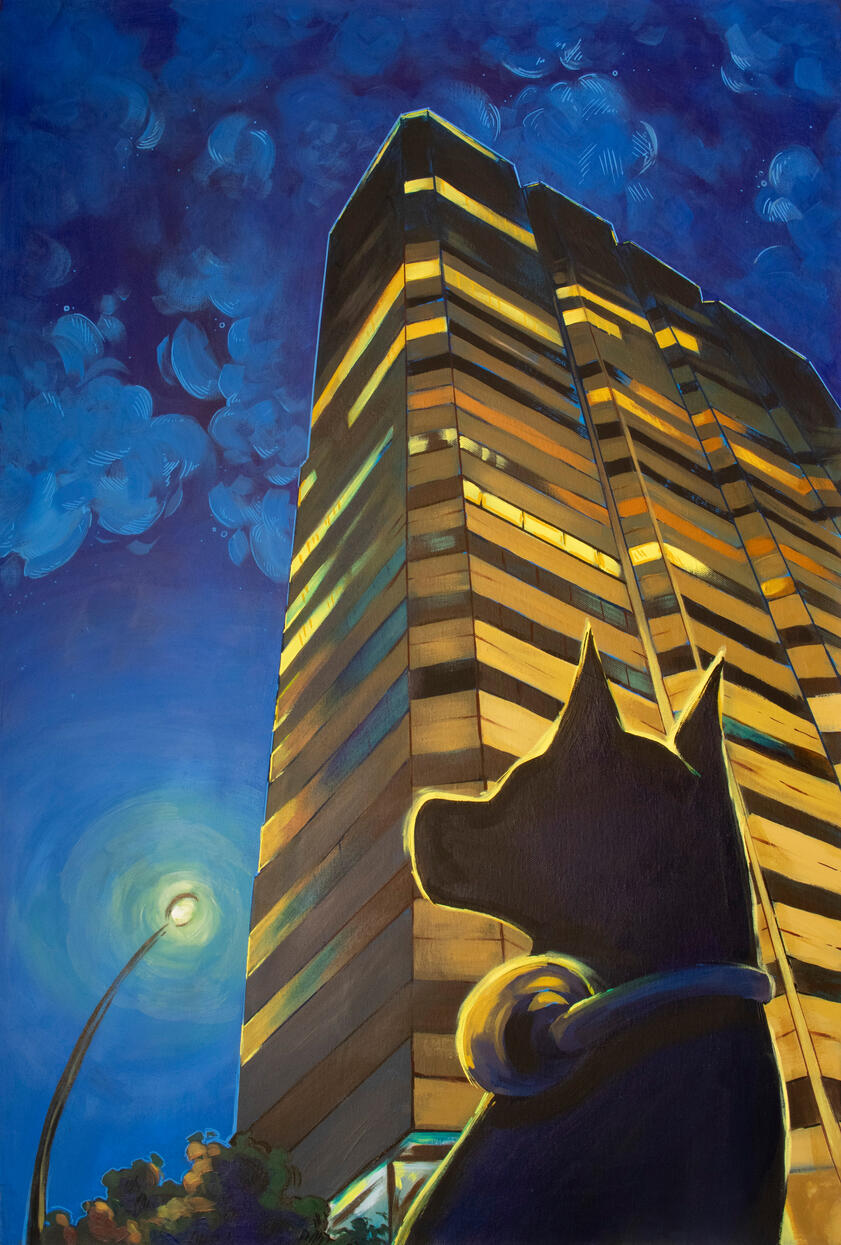 Looking up, acrylic on canvas, 2025, 24 x 36 inches