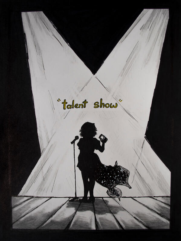 Talent Show, Memories of me collection, 2022, pencil and maker on paper 10 x 12 inches
