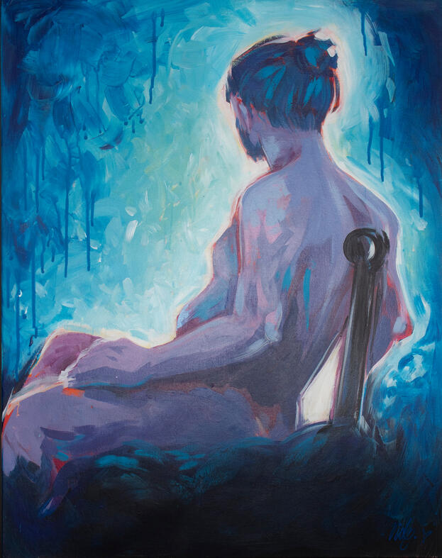 Painting test 4 hours, acrylic on canvas, 2024, 24 x 30 inches