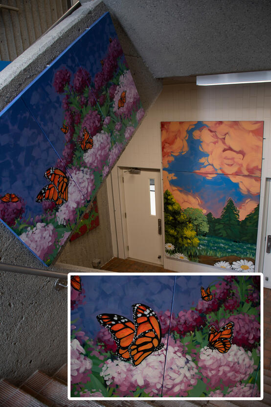 Mural project compilation, acrylic on canvas and wood, ranging from 13x13 inches to 108x72 inches, 2022-2023