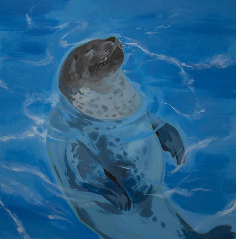 mural project, Happy guy 2022, acrylic on canvas, 30 x 30 inches