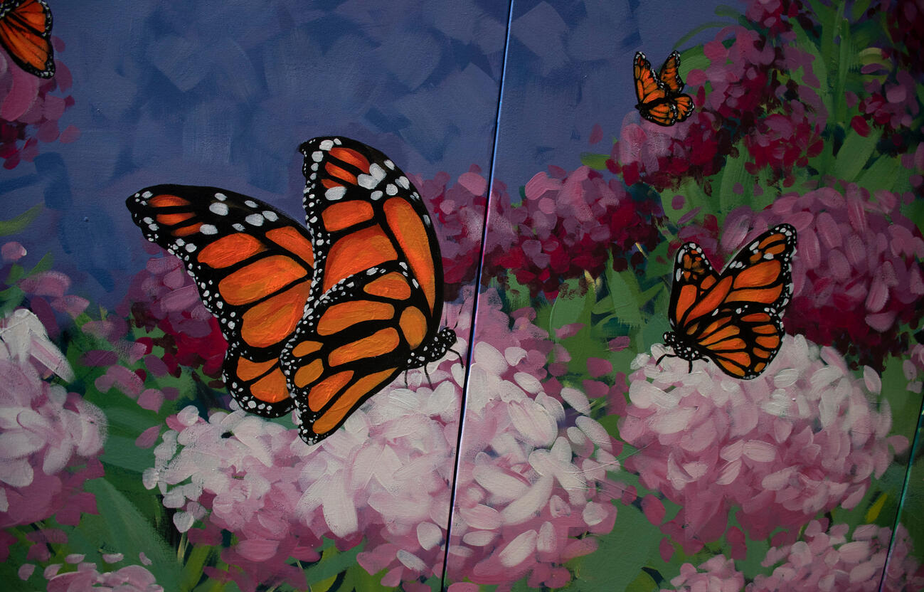 Mural project compilation, acrylic on canvas and wood, ranging from 13x13 inches to 108x72 inches, 2022-2023