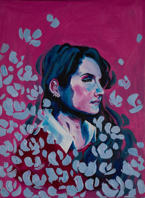 Self-portrait, acrylic on canvas, 2021, 16 x 12 inches