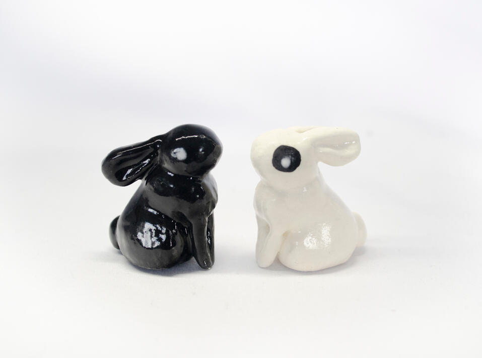 Bunnies, ceramics, 2025, 2.5 x 1.5 inches