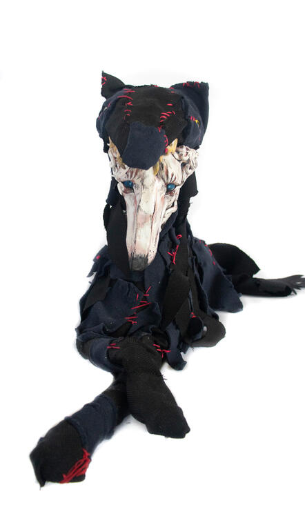 Growth, Polymer clay and fabric, 2024, 13 x 23 inches