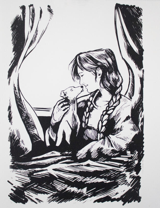 As the world caves in B&amp;W, screenprint on paper, 2024