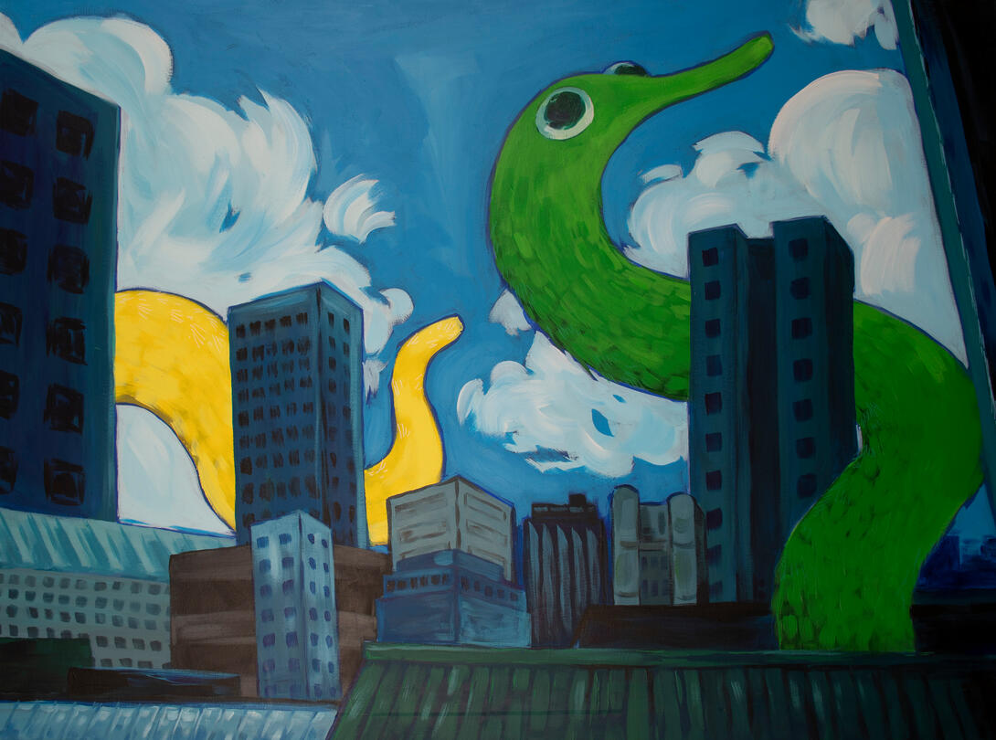 The invasion, acrylic on canvas, 2022, 30 x 40 inches