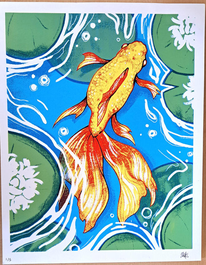 Flowing, screenprint on paper, 2026, 11 x 14 inches.